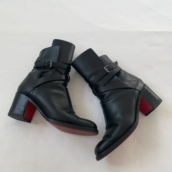 Christian Louboutin Black Ankle Boots with Red Soles - Picture 4 of 12